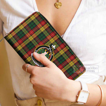Buchanan Tartan Women's Leather Wallet with Family Crest - Tartan Vibes Clothing