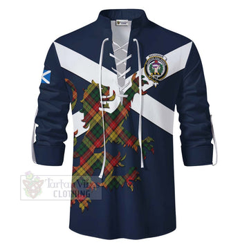 Buchanan Tartan Lion Rampant Ghillie Kilt Shirt Proudly Display Your Heritage with Alba Gu Brath and Clan Name