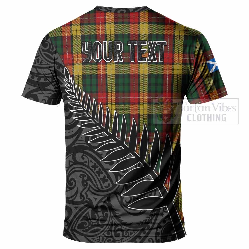 Tartan Vibes Clothing Buchanan Crest Tartan T-Shirt with New Zealand Silver Fern Half Style