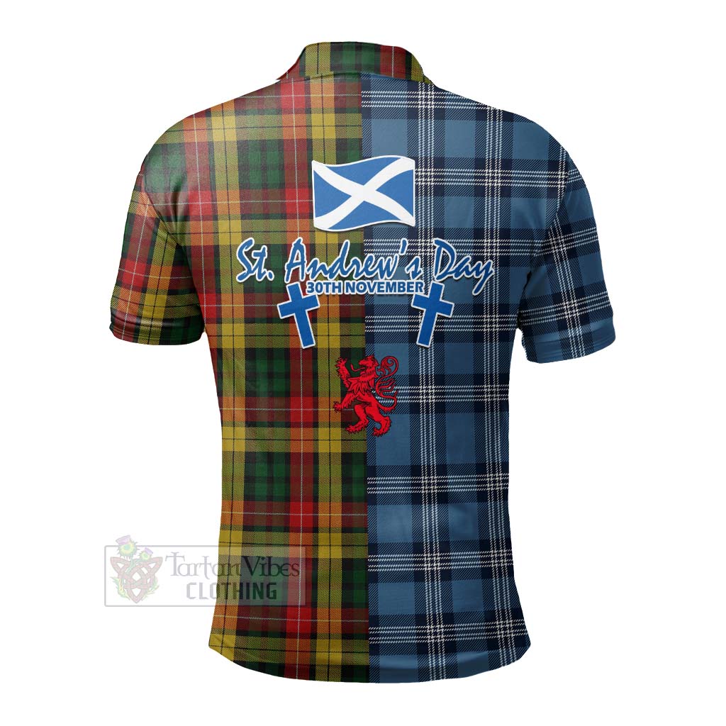 Tartan Vibes Clothing Buchanan Tartan Polo Shirt Happy St. Andrew's Day Half Tartan Style