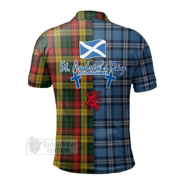 Buchanan Tartan Polo Shirt Happy St. Andrew's Day Half Tartan Style