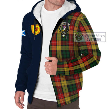 Buchanan Tartan Sherpa Hoodie Alba with Scottish Lion Royal Arm Half Style