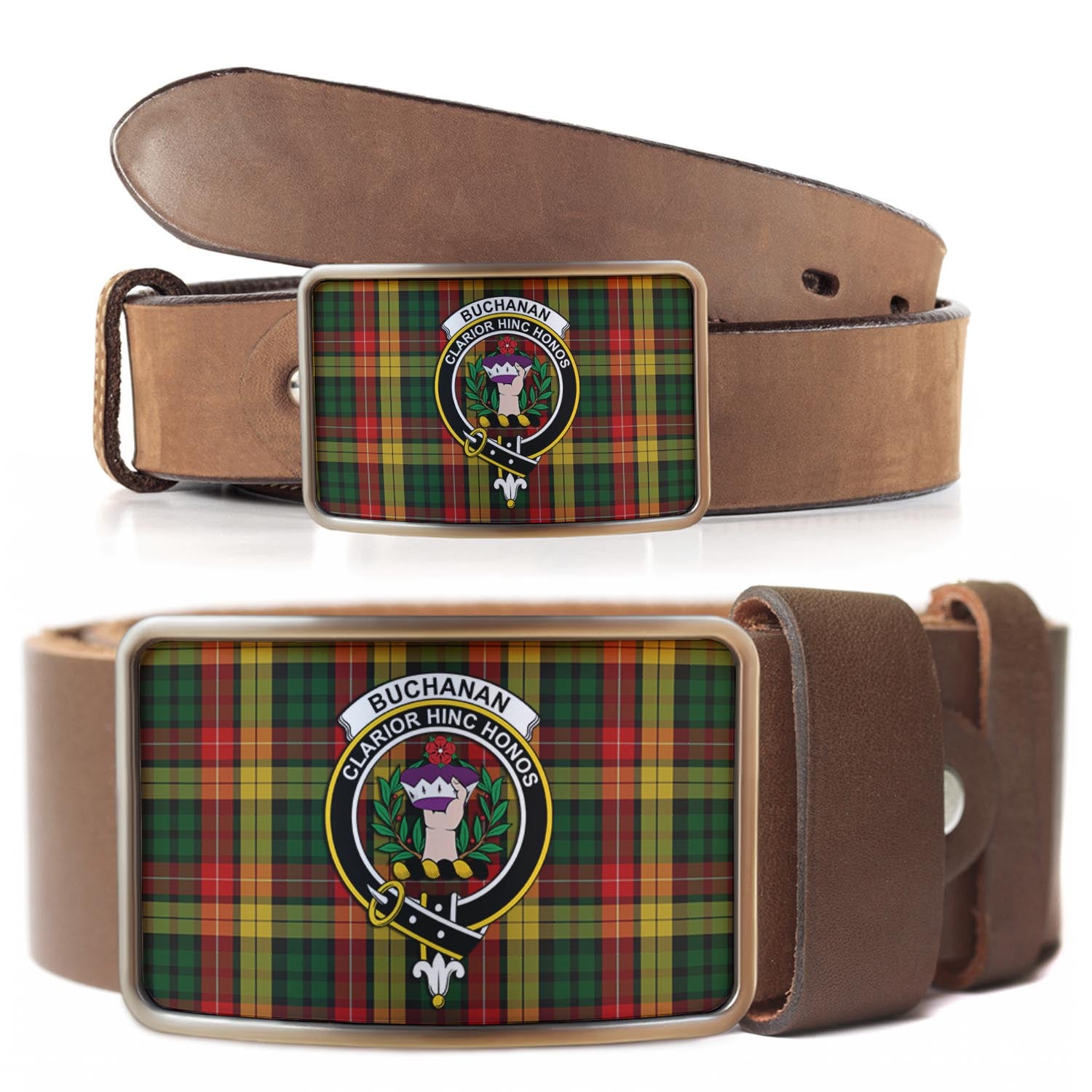 Buchanan Tartan Belt Buckles with Family Crest - Tartan Vibes Clothing