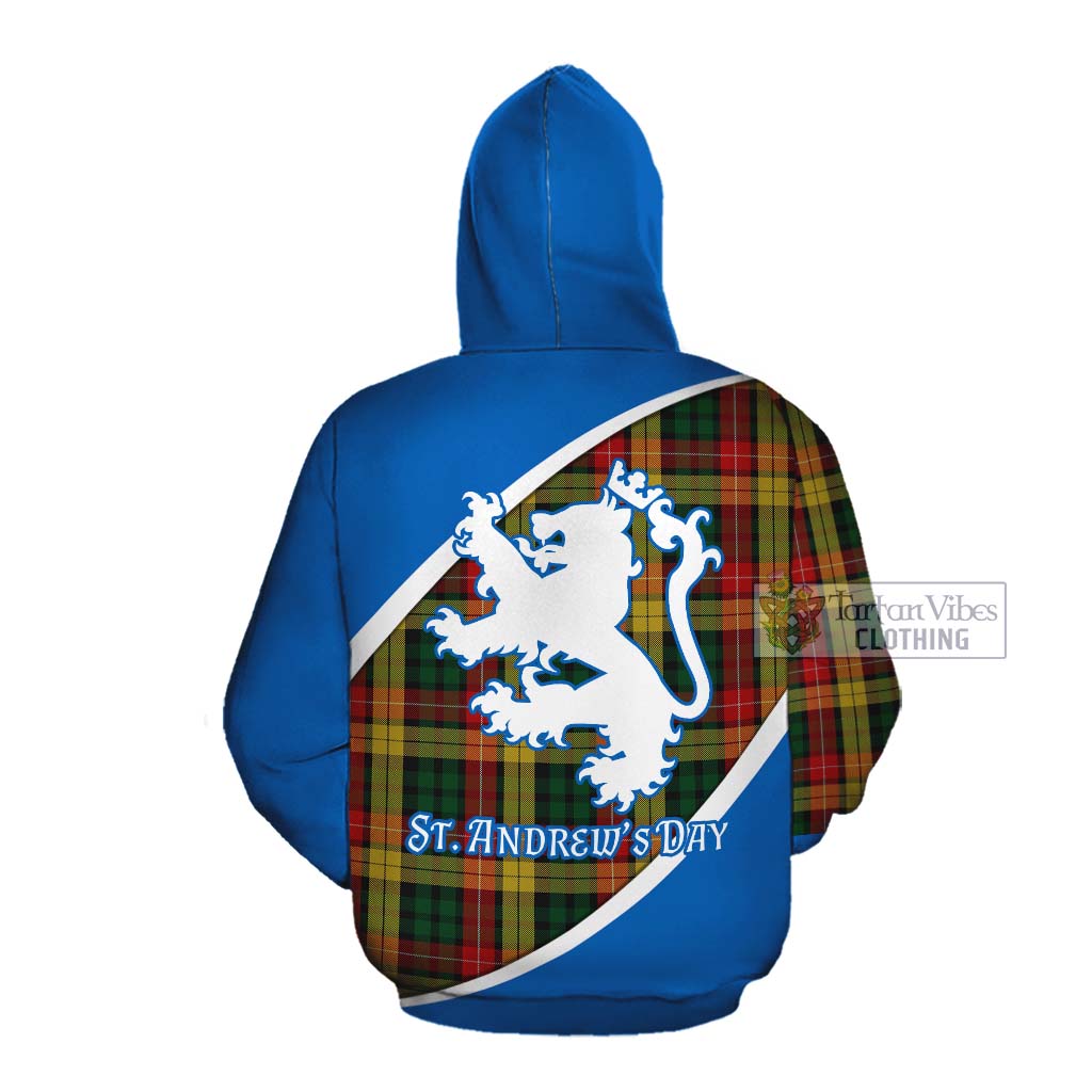 Tartan Vibes Clothing Buchanan Family Crest Tartan Cotton Hoodie Celebrate Saint Andrew's Day in Style