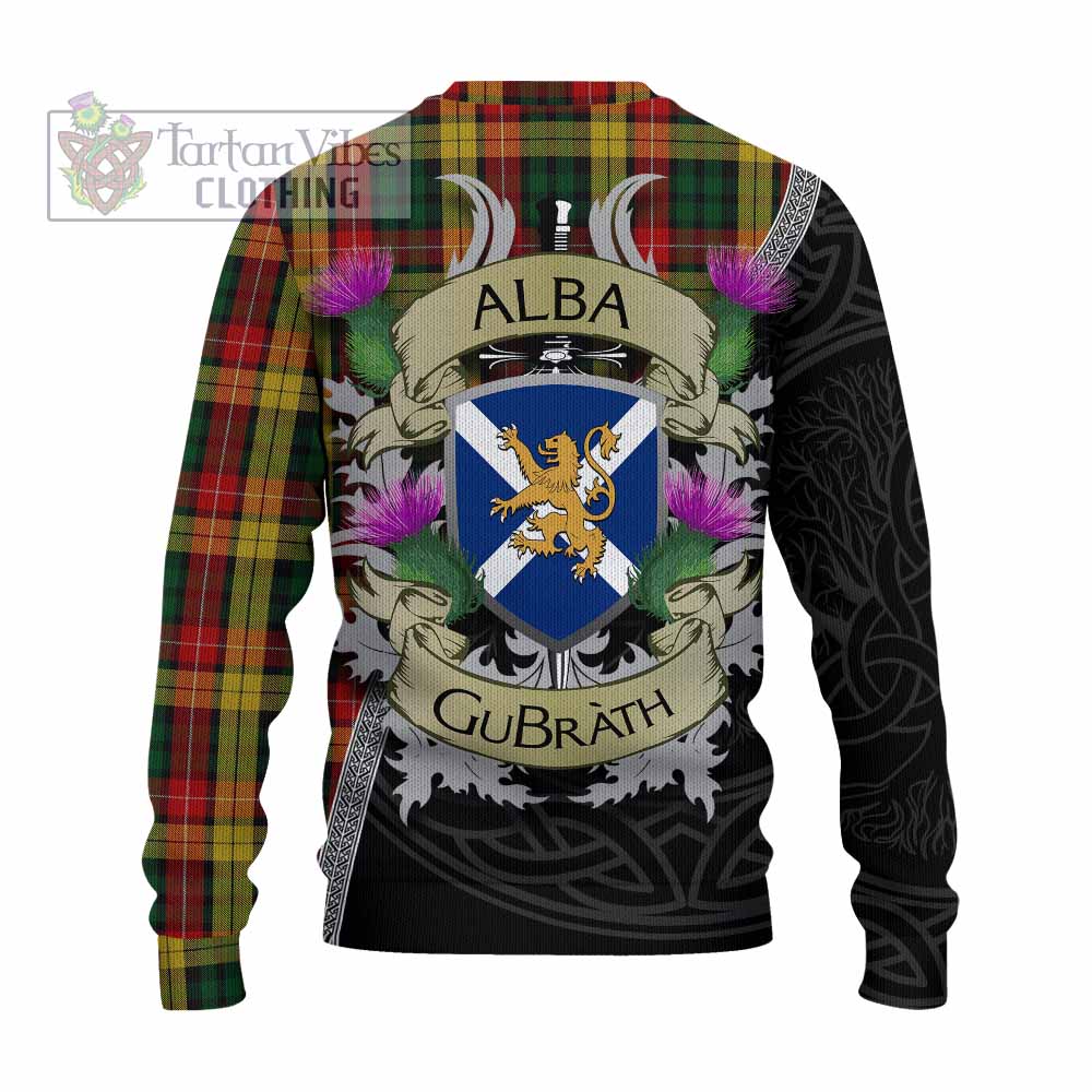 Buchanan Tartan Family Crest Knitted Sweater Lion Rampant Royal Thistle Shield Celtic Inspired - Tartan Vibes Clothing