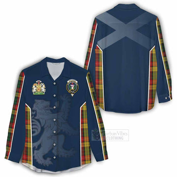 Buchanan Tartan Women's Casual Shirt with Family Crest and Lion Rampant Vibes Sport Style