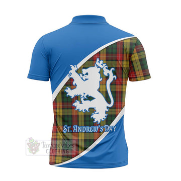 Buchanan Family Crest Tartan Zipper Polo Shirt Celebrate Saint Andrew's Day in Style - Tartan Vibes Clothing