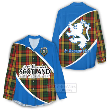 Buchanan Family Crest Tartan Women's Casual Shirt Celebrate Saint Andrew's Day in Style