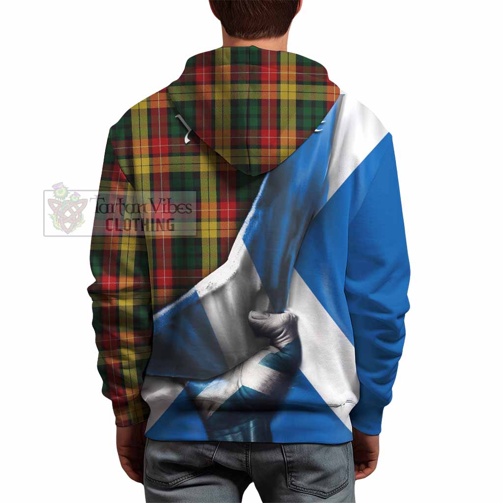 Tartan Vibes Clothing Buchanan Tartan Hoodie with Family Crest Scotland Patriotic Style