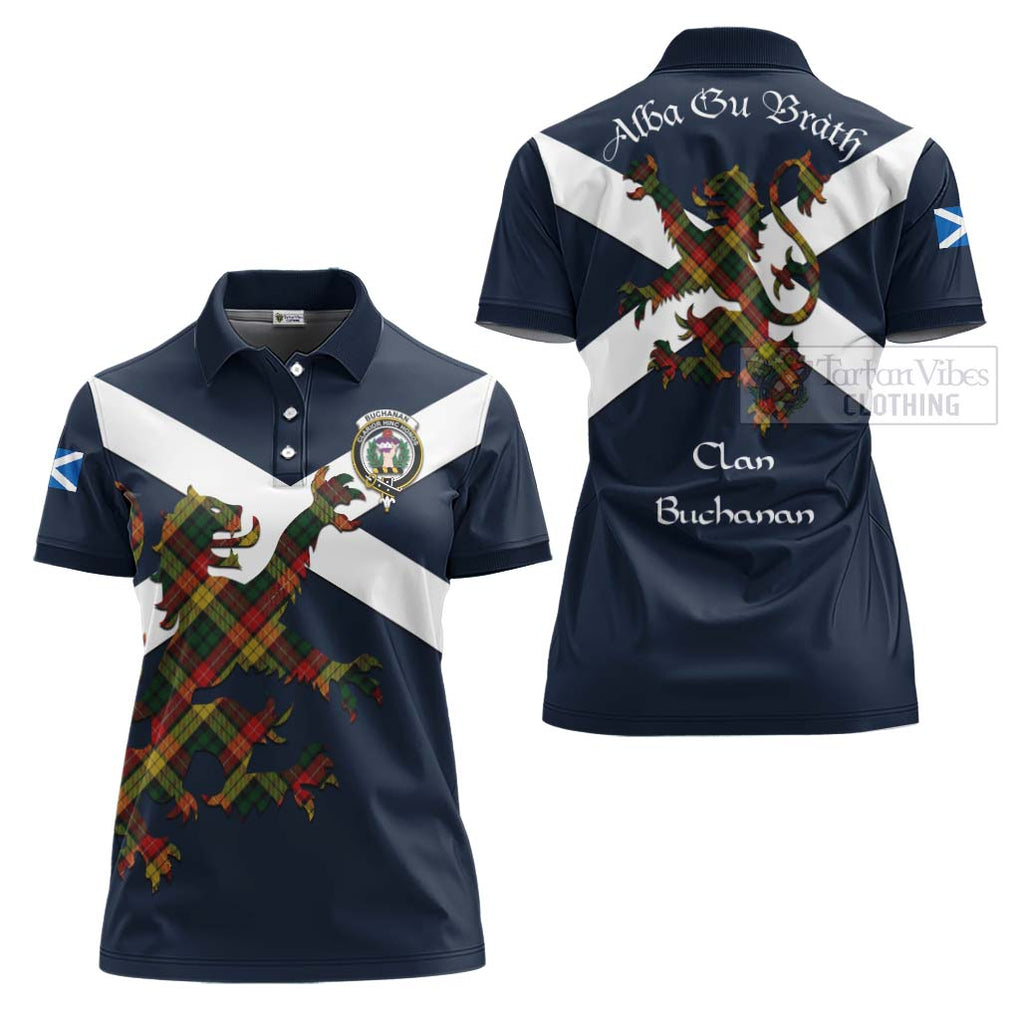 Tartan Vibes Clothing Buchanan Tartan Lion Rampant Women's Polo Shirt – Proudly Display Your Heritage with Alba Gu Brath and Clan Name