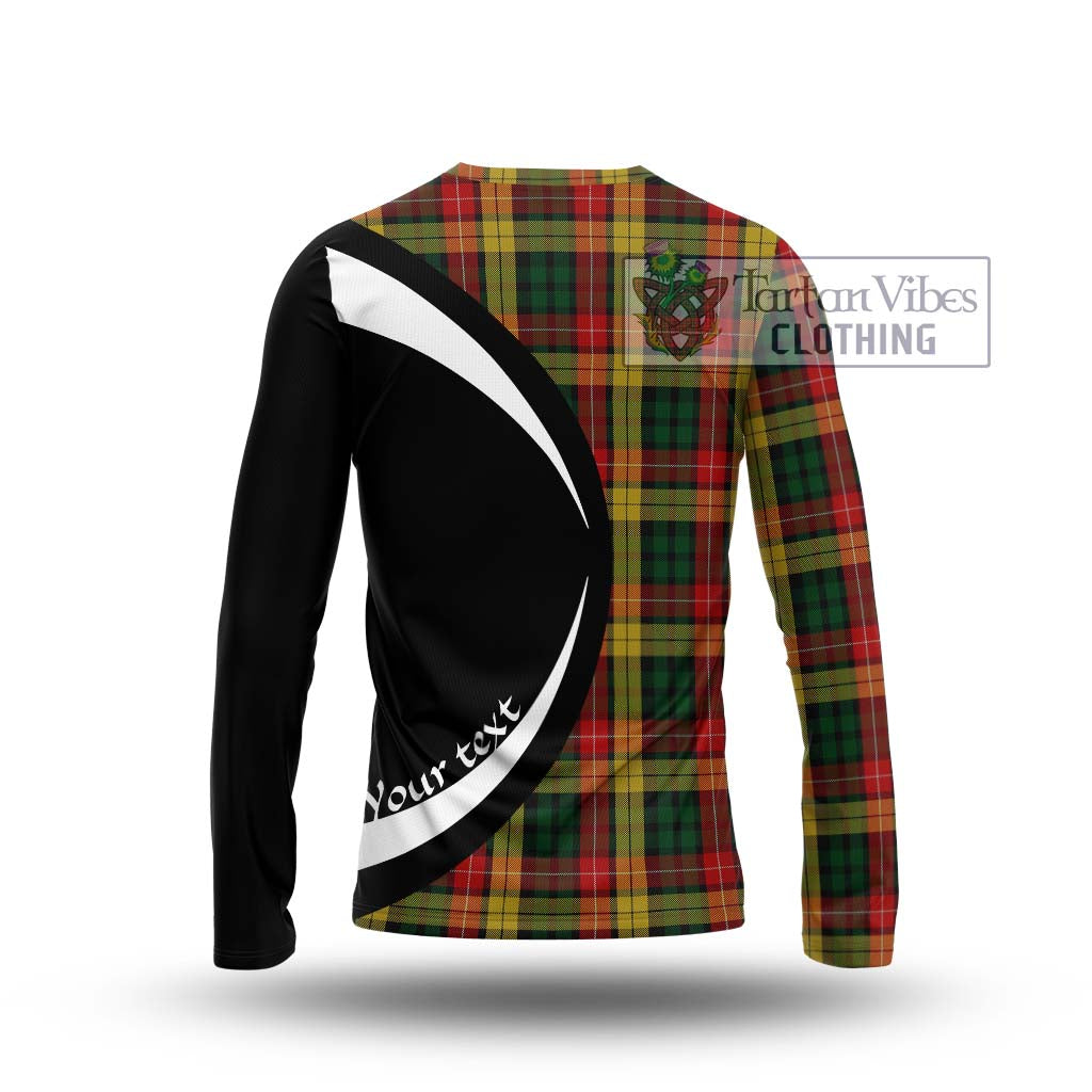 Buchanan Tartan Long Sleeve T-Shirt with Family Crest Circle Style - Tartan Vibes Clothing