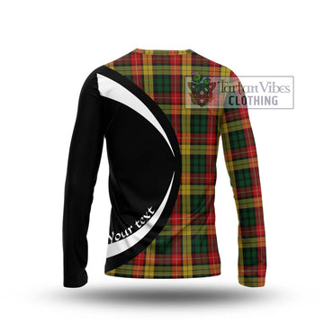 Buchanan Tartan Long Sleeve T-Shirt with Family Crest Circle Style