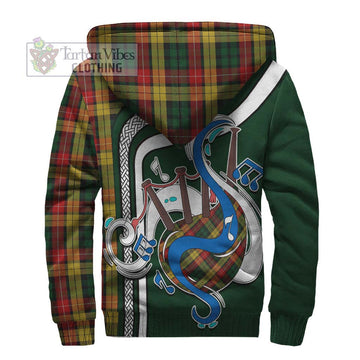 Buchanan Tartan Sherpa Hoodie with Epic Bagpipe Style