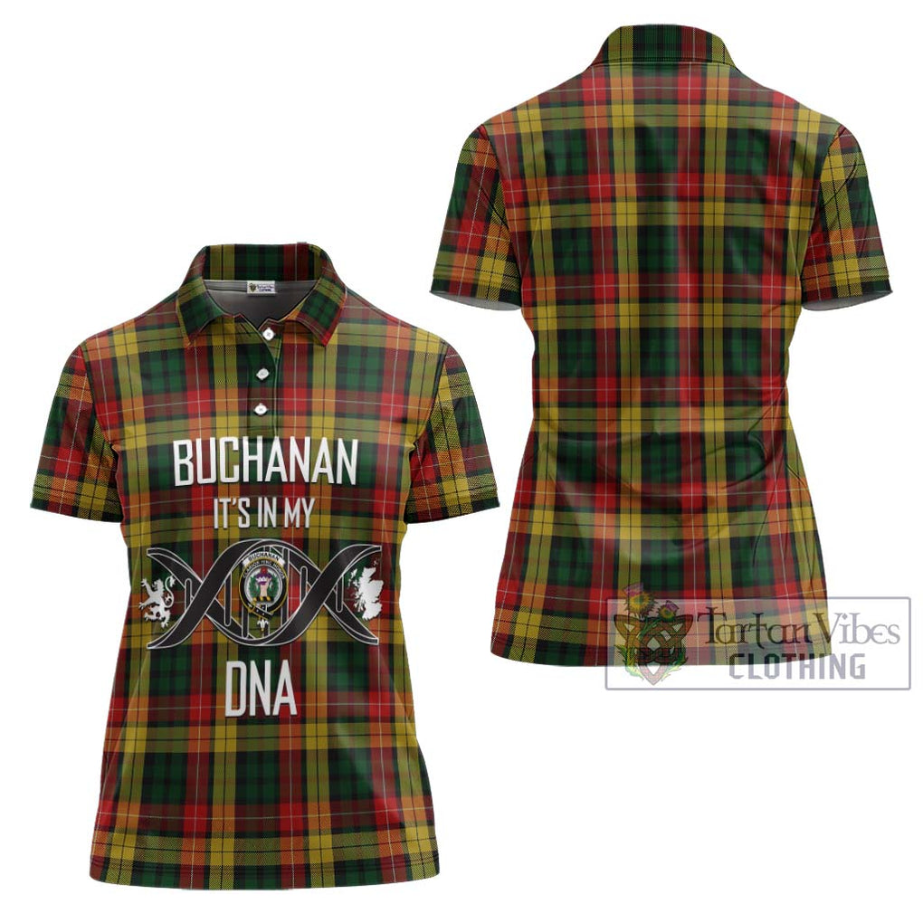 Buchanan Tartan Women's Polo Shirt with Family Crest DNA In Me Style - Tartanvibesclothing Shop