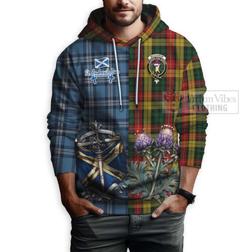 Buchanan Tartan Hoodie Happy St. Andrew's Day Half Tartan Style