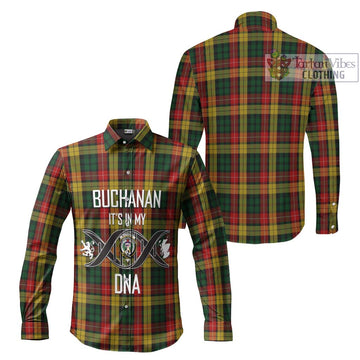 Buchanan Tartan Long Sleeve Button Shirt with Family Crest DNA In Me Style