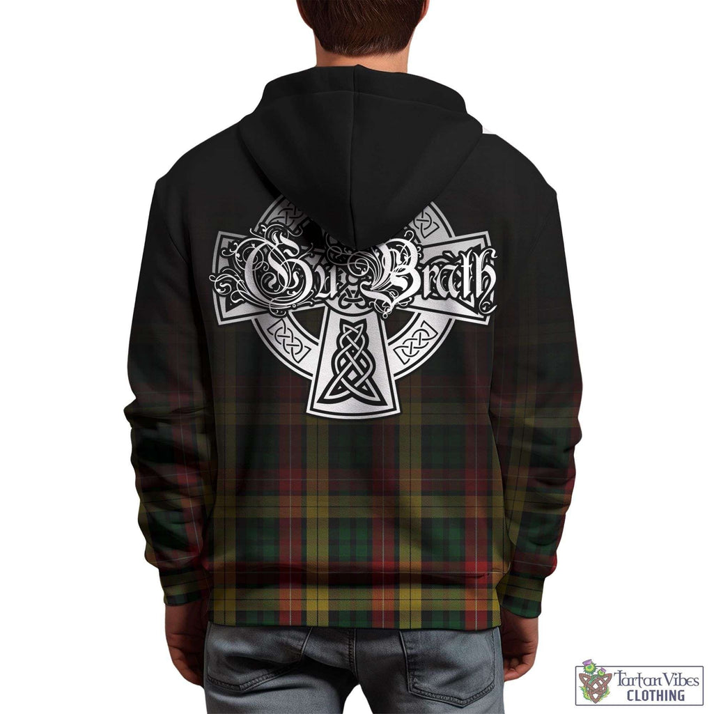 Tartan Vibes Clothing Buchanan Tartan Hoodie Featuring Alba Gu Brath Family Crest Celtic Inspired