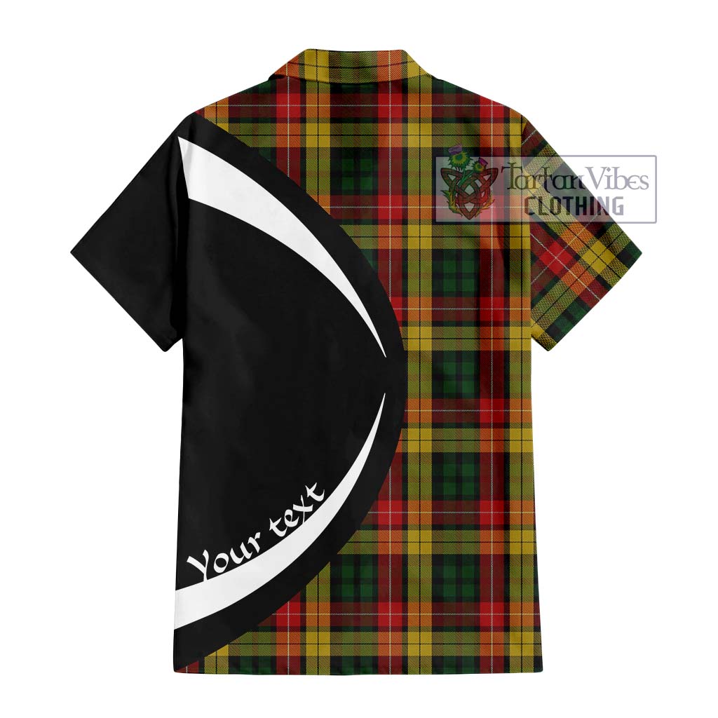 Buchanan Tartan Short Sleeve Button Up with Family Crest Circle Style - Tartan Vibes Clothing