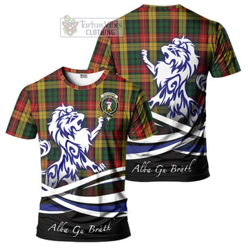 Buchanan Tartan Cotton T-shirt with Alba Gu Brath Regal Lion Emblem