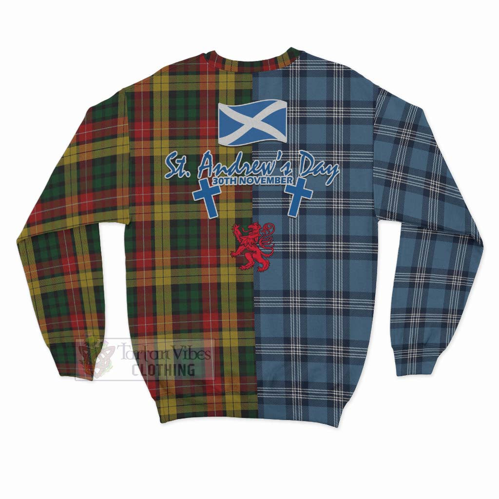 Tartan Vibes Clothing Buchanan Tartan Sweatshirt Happy St. Andrew's Day Half Tartan Style