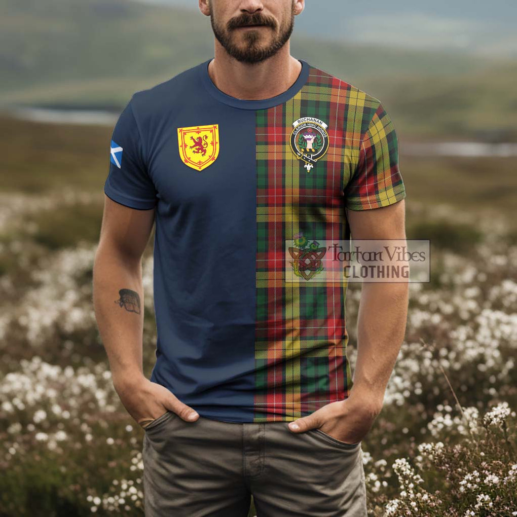 Tartan Vibes Clothing Buchanan Tartan T-Shirt Alba with Scottish Lion Royal Arm Half Style