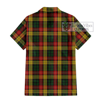 Buchanan Tartan Short Sleeve Button Shirt with Family Crest DNA In Me Style