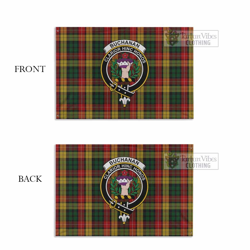 Tartan Vibes Clothing Buchanan Tartan House Flag with Family Crest