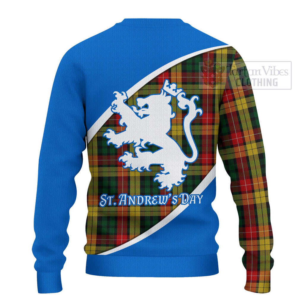 Tartan Vibes Clothing Buchanan Family Crest Tartan Knitted Sweater Celebrate Saint Andrew's Day in Style