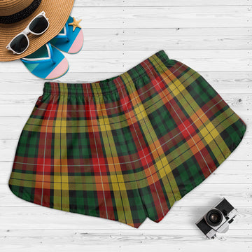 Buchanan Tartan Womens Shorts with Family Crest