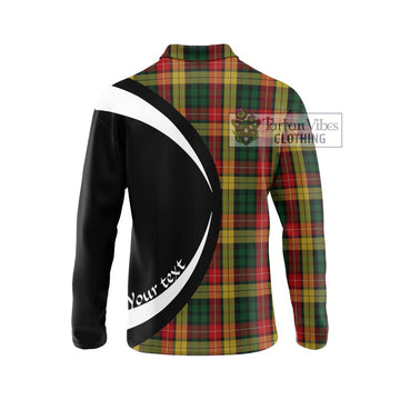 Buchanan Tartan Long Sleeve Polo Shirt with Family Crest Circle Style