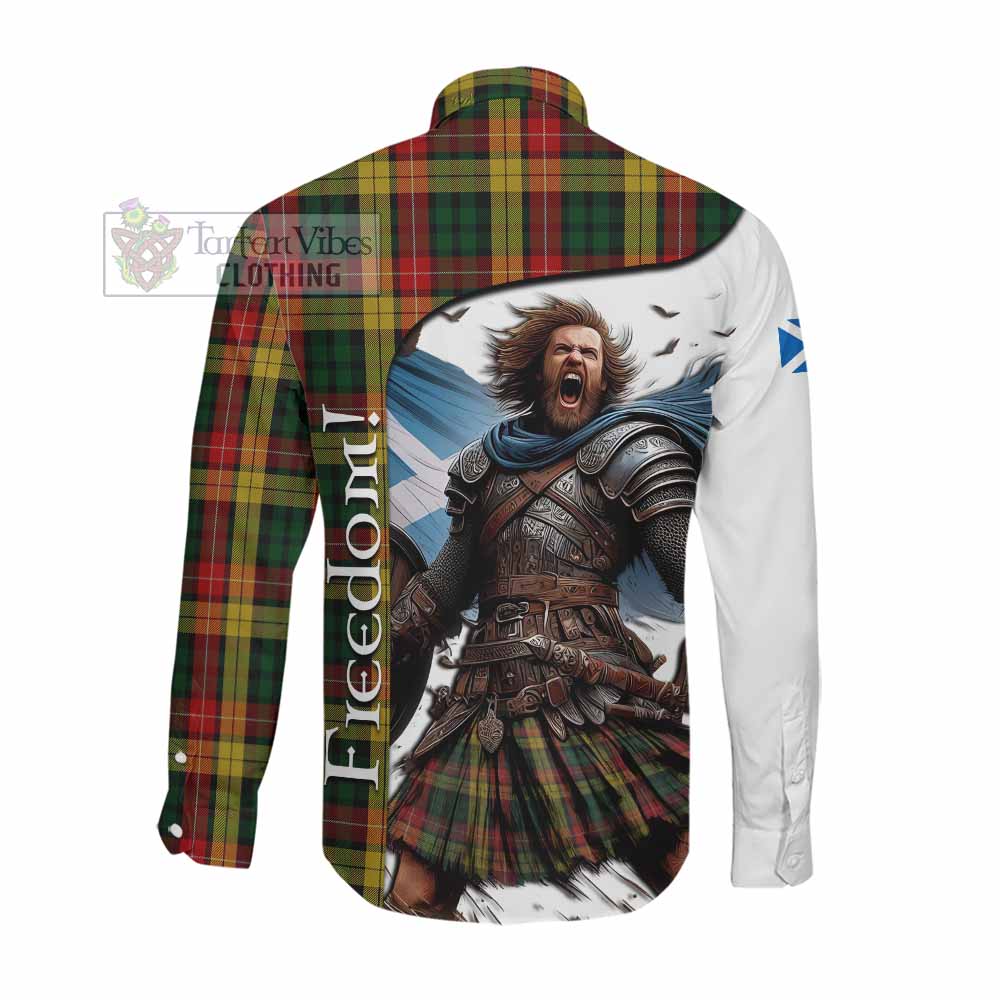 Tartan Vibes Clothing Buchanan Crest Tartan Long Sleeve Button Shirt Inspired by the Freedom of Scottish Warrior