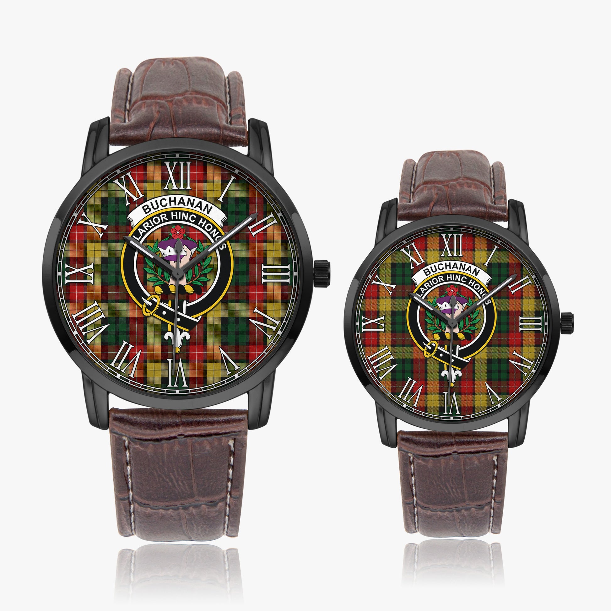 Buchanan Tartan Family Crest Leather Strap Quartz Watch - Tartanvibesclothing