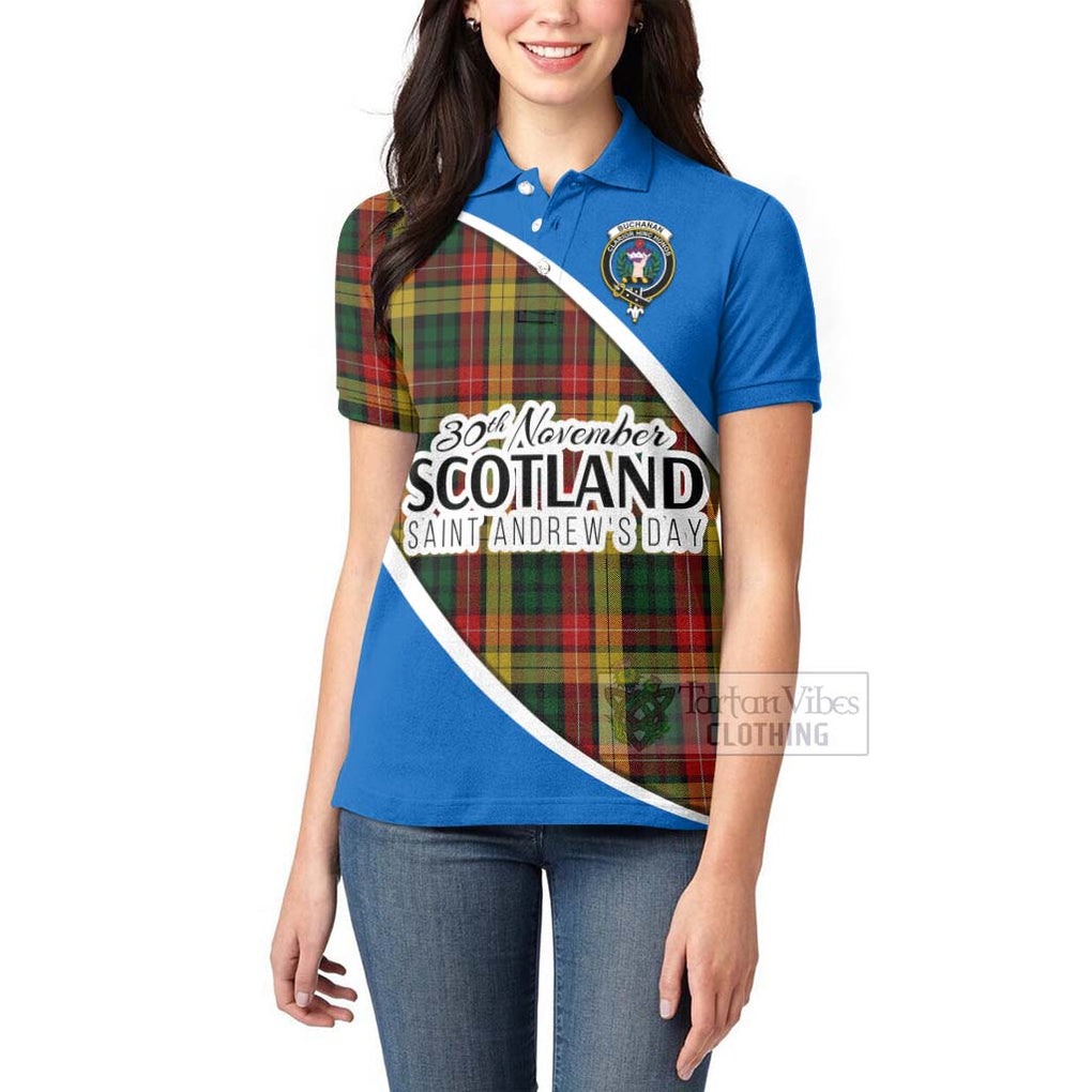 Tartan Vibes Clothing Buchanan Family Crest Tartan Women's Polo Shirt Celebrate Saint Andrew's Day in Style