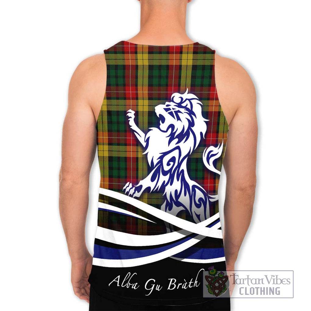 Buchanan Tartan Men's Tank Top with Alba Gu Brath Regal Lion Emblem - Tartanvibesclothing Shop