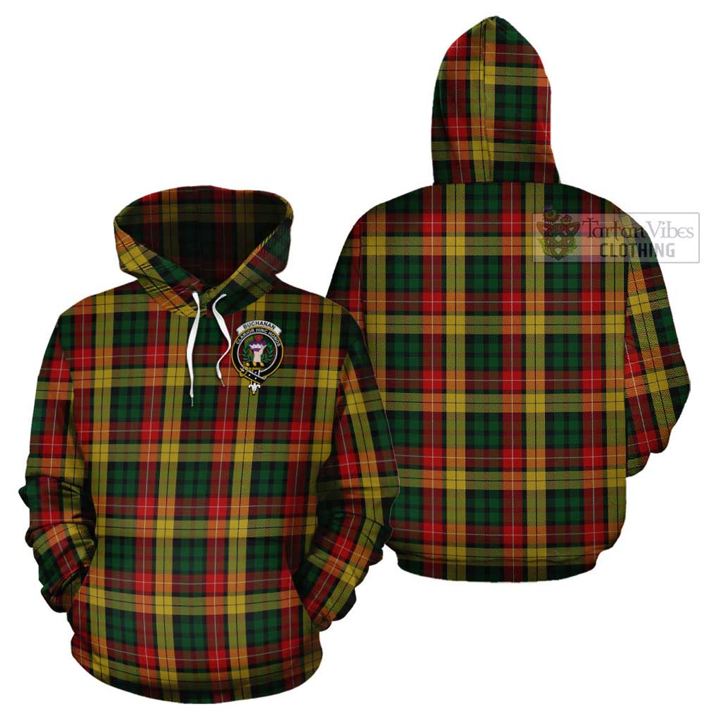 Buchanan Tartan Cotton Hoodie with Family Crest Pullover Hoodie - Tartan Vibes Clothing