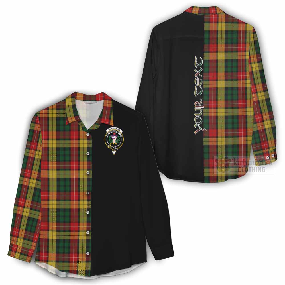 Tartan Vibes Clothing Buchanan Tartan Women's Casual Shirt with Family Crest and Half Of Me Style