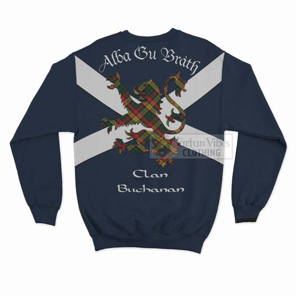 Tartan Vibes Clothing Buchanan Tartan Lion Rampant Sweatshirt – Proudly Display Your Heritage with Alba Gu Brath and Clan Name