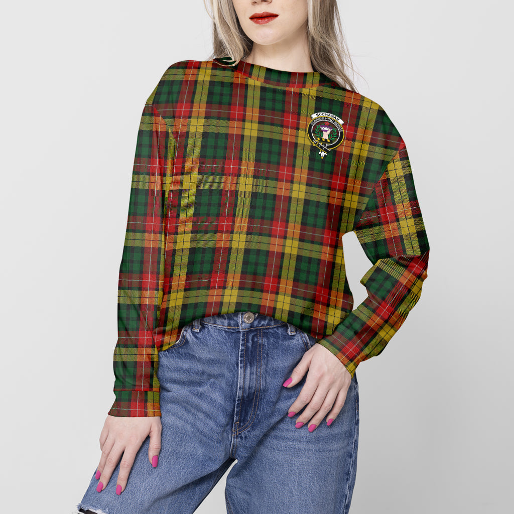 Buchanan Tartan Sweatshirt with Family Crest - Tartan Vibes Clothing