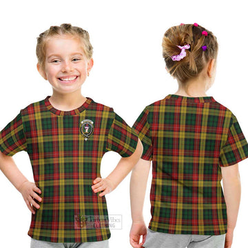 Buchanan Tartan Kid T-Shirt with Family Crest