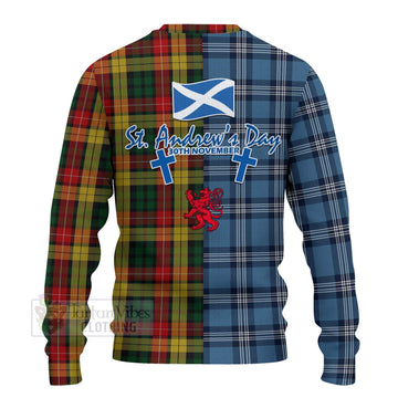 Buchanan Tartan Knitted Sweater Happy St. Andrew's Day Half Tartan Style