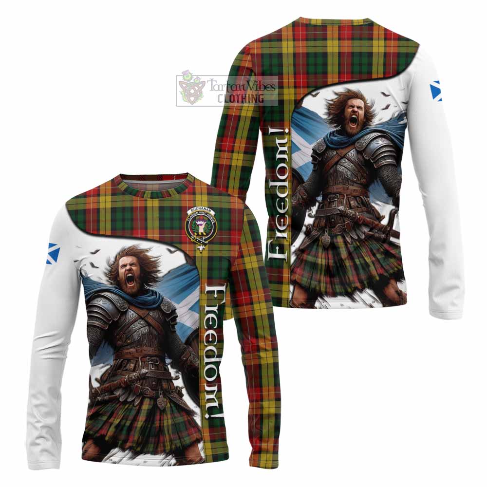 Tartan Vibes Clothing Buchanan Crest Tartan Long Sleeve T-Shirt Inspired by the Freedom of Scottish Warrior