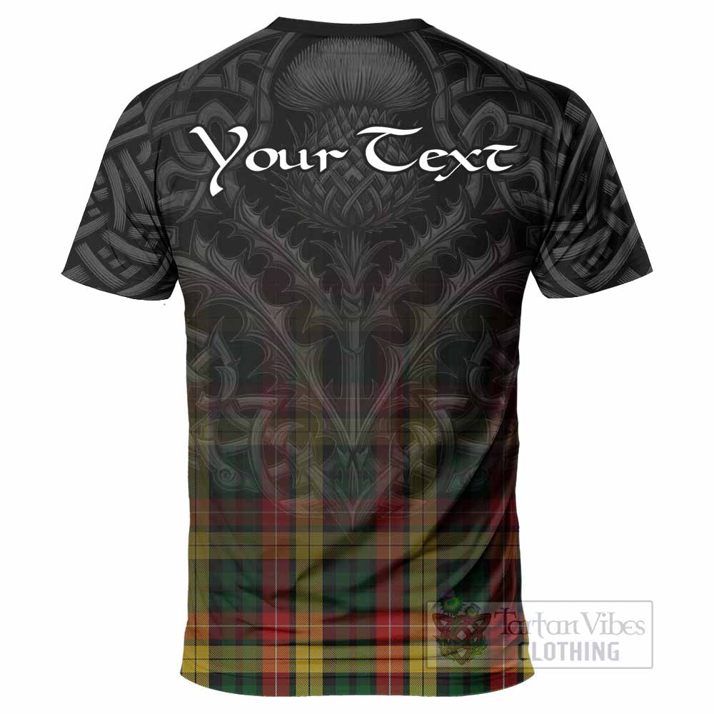 Tartan Vibes Clothing Buchanan Tartan T-Shirt with Family Crest Celtic Thistle Vibes