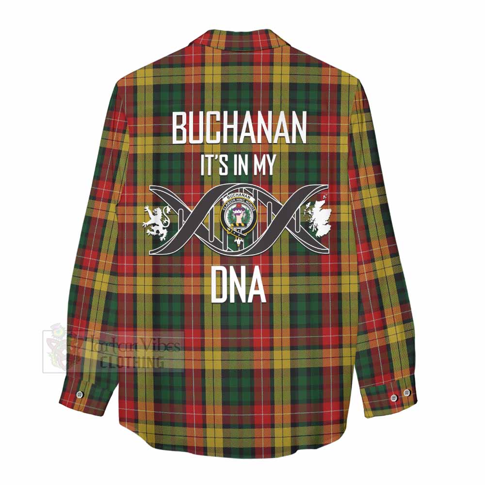 Tartan Vibes Clothing Buchanan Tartan Women's Casual Shirt with Family Crest DNA In Me Style