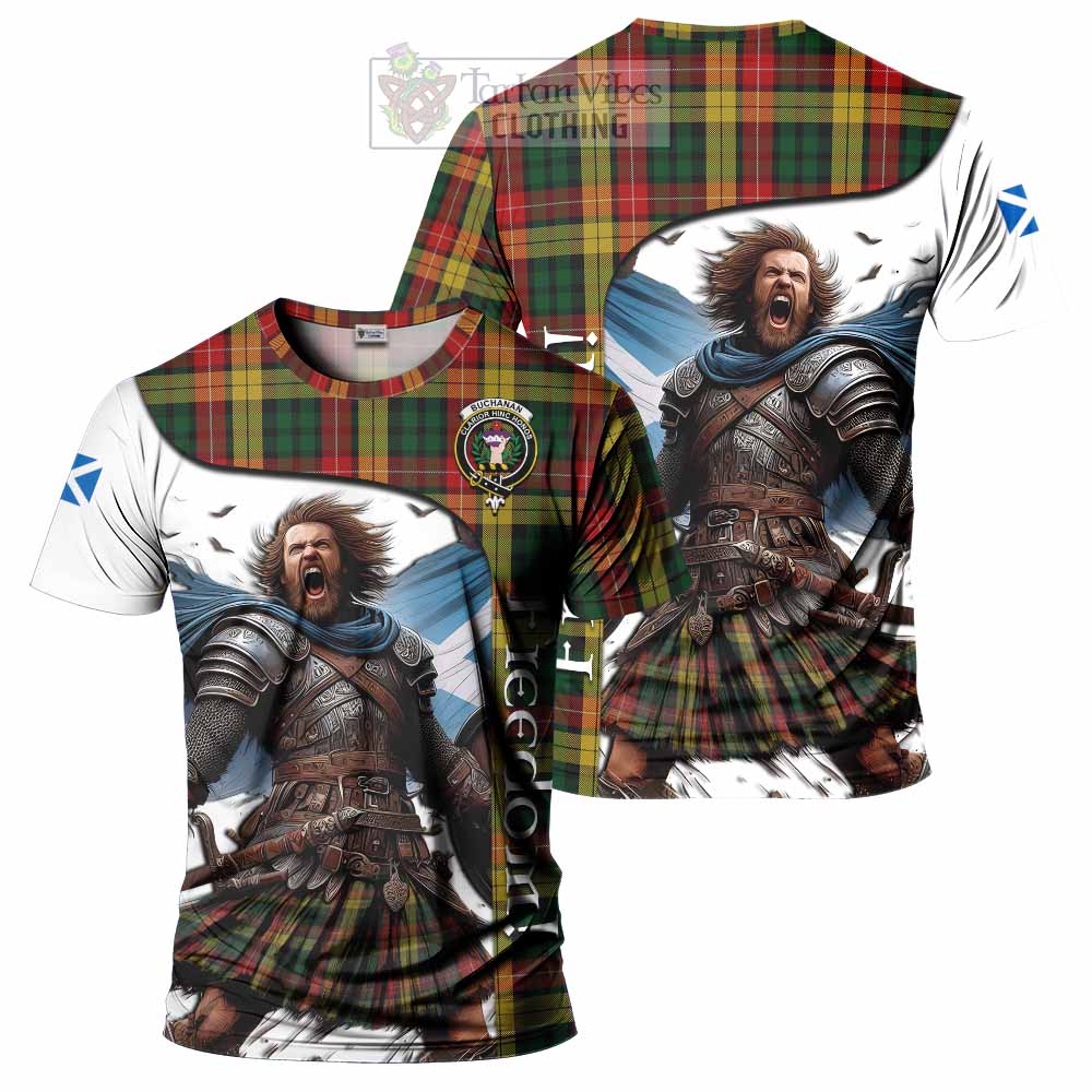 Buchanan Crest Tartan T-Shirt Inspired by the Freedom of Scottish Warrior