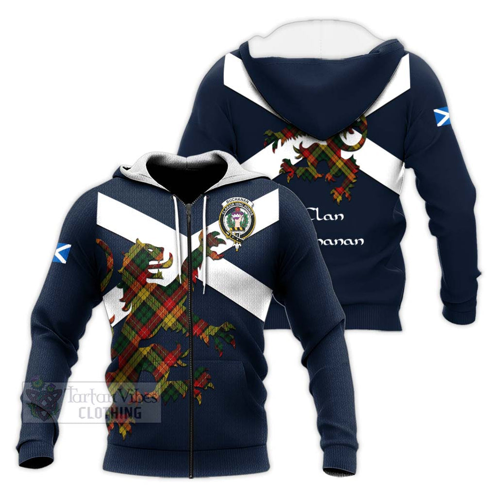 Tartan Vibes Clothing Buchanan Tartan Lion Rampant Knitted Hoodie – Proudly Display Your Heritage with Alba Gu Brath and Clan Name