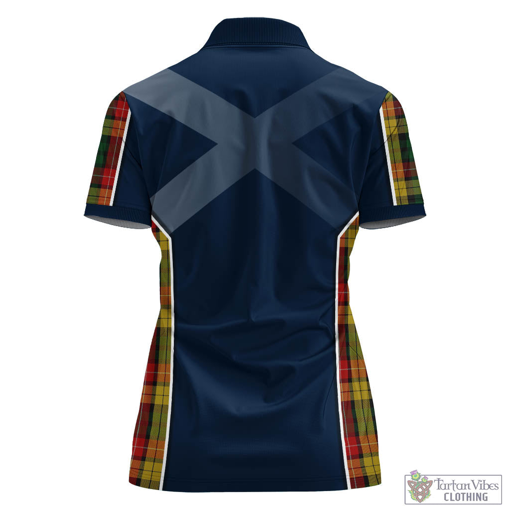 Tartan Vibes Clothing Buchanan Tartan Women's Polo Shirt with Family Crest and Lion Rampant Vibes Sport Style