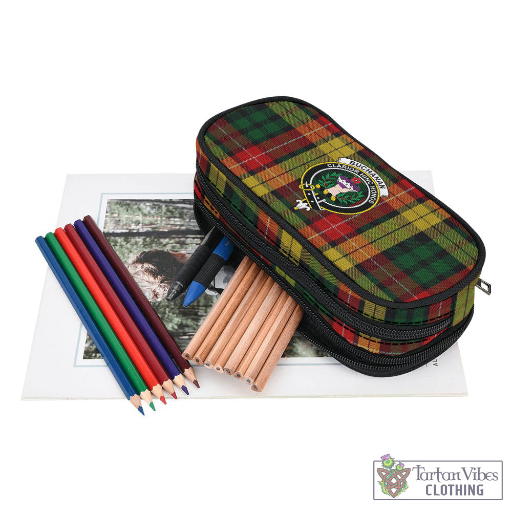 Buchanan Tartan Pen and Pencil Case with Family Crest - Tartan Vibes Clothing