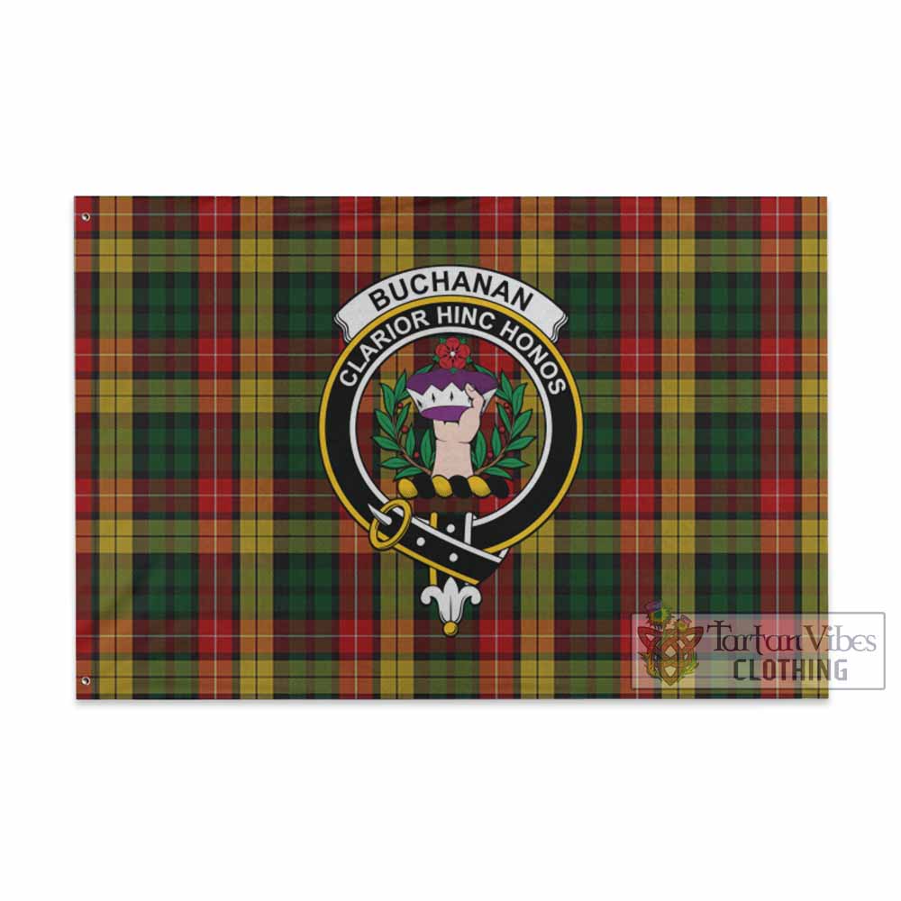 Tartan Vibes Clothing Buchanan Tartan House Flag with Family Crest