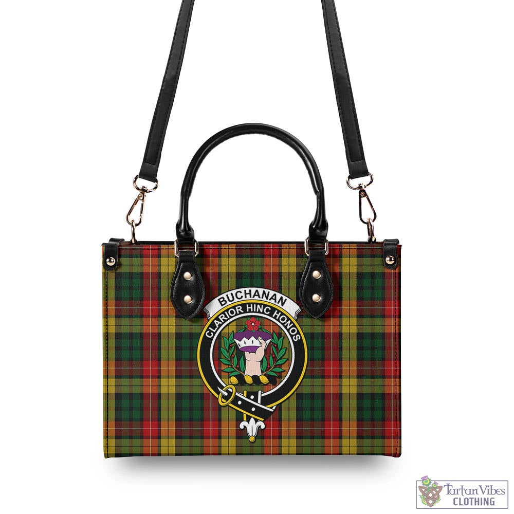 Tartan Vibes Clothing Buchanan Tartan Luxury Leather Handbags with Family Crest