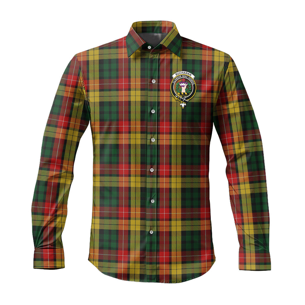 Buchanan Tartan Long Sleeve Button Up Shirt with Family Crest